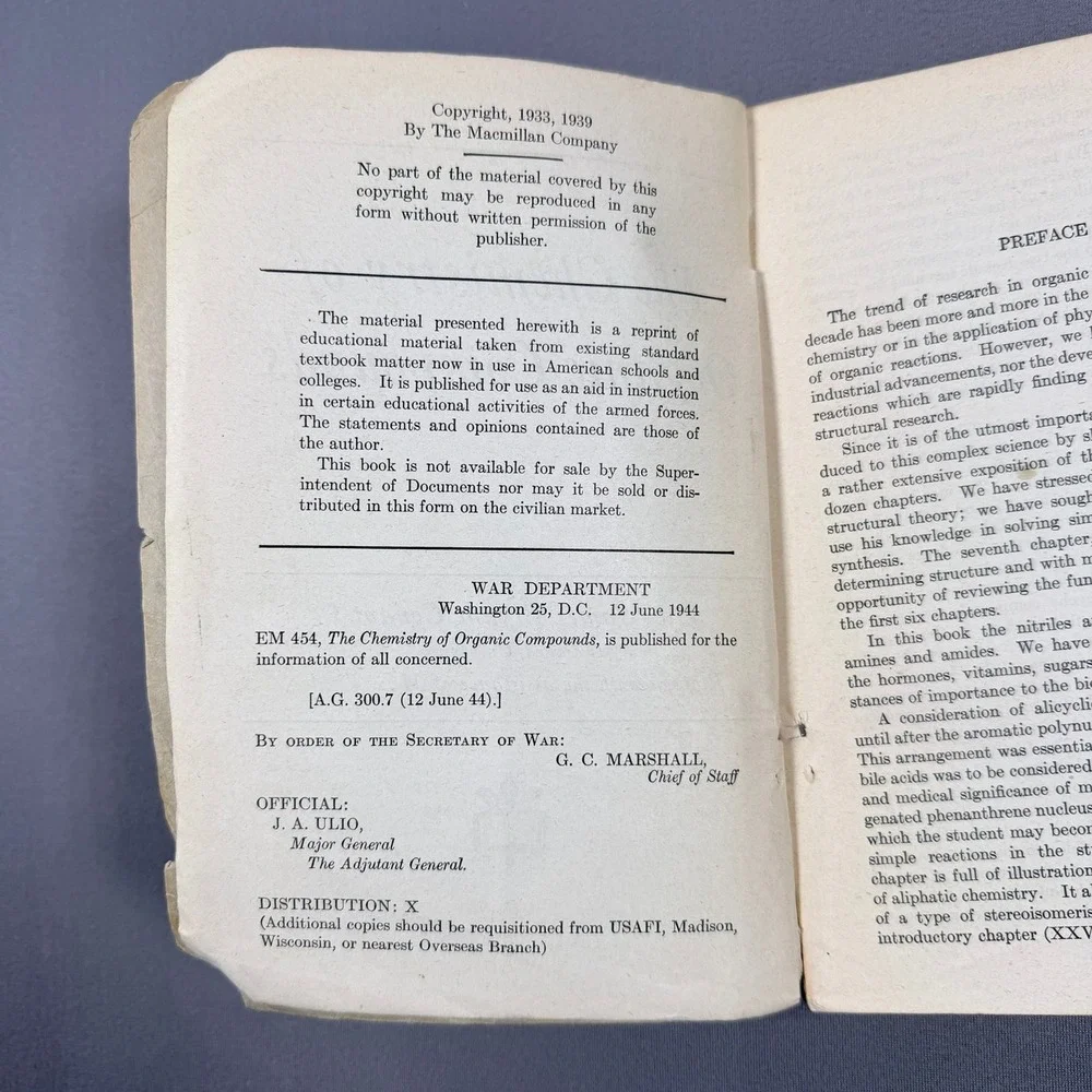 James Bryant Conant Chemistry of Organic Compounds PB 1944 USAFI EM 454 Science